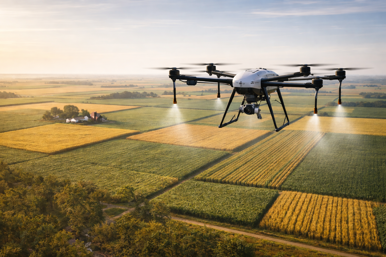Drone monitoring agricultural fields