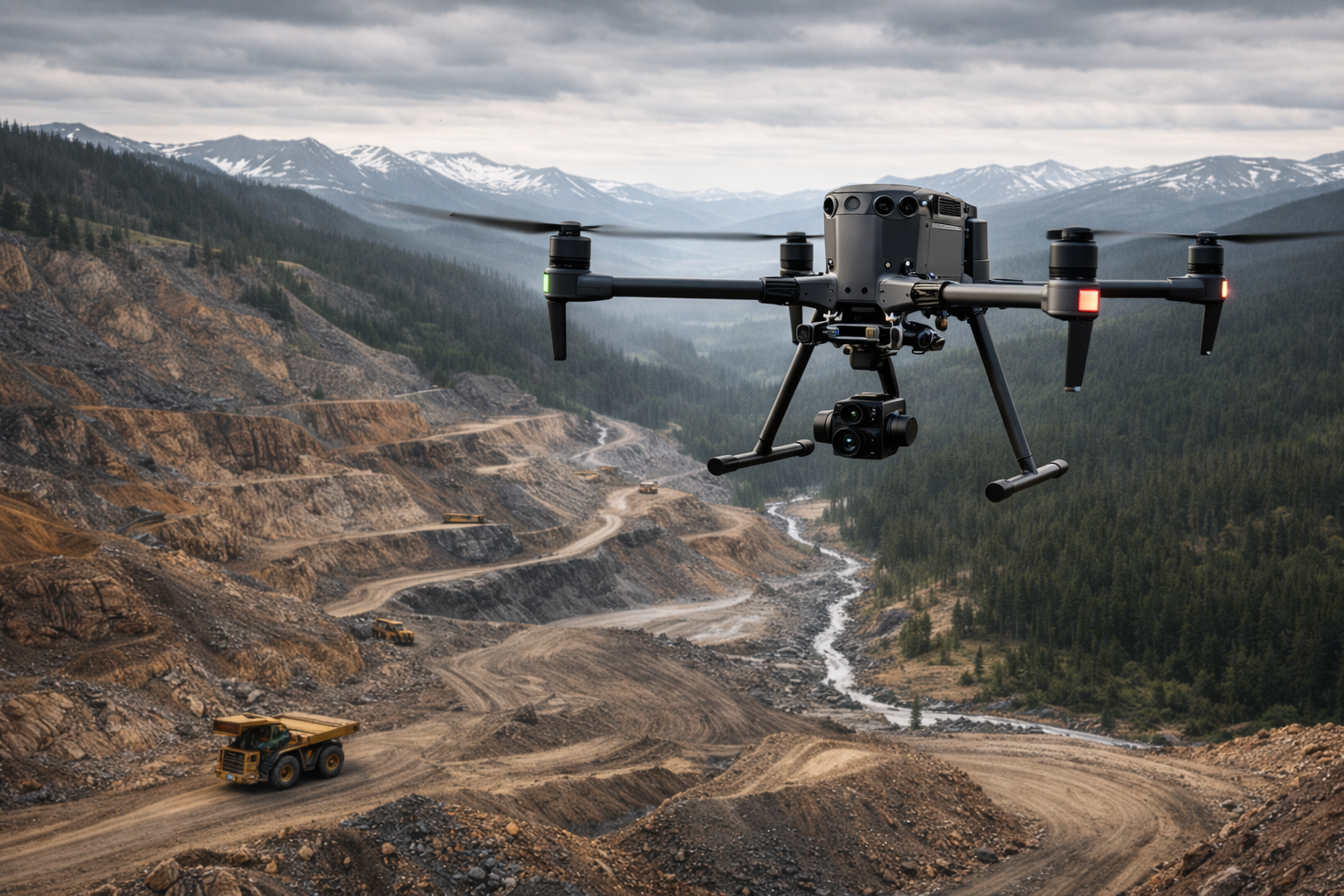 Drone over remote mining operations